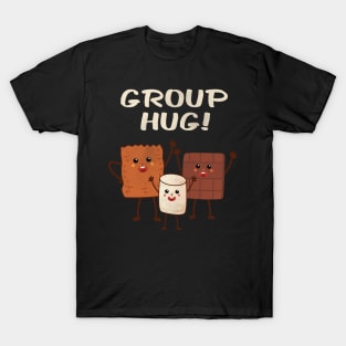 Group Hug Camping, Campfire Chocolate Marshmallow S'Mores,  Biscuit Marshmallow And Chocolate Camping, Toasting Marshmallows Around The Campfire, Funny Camping Youth Quotes T-Shirt